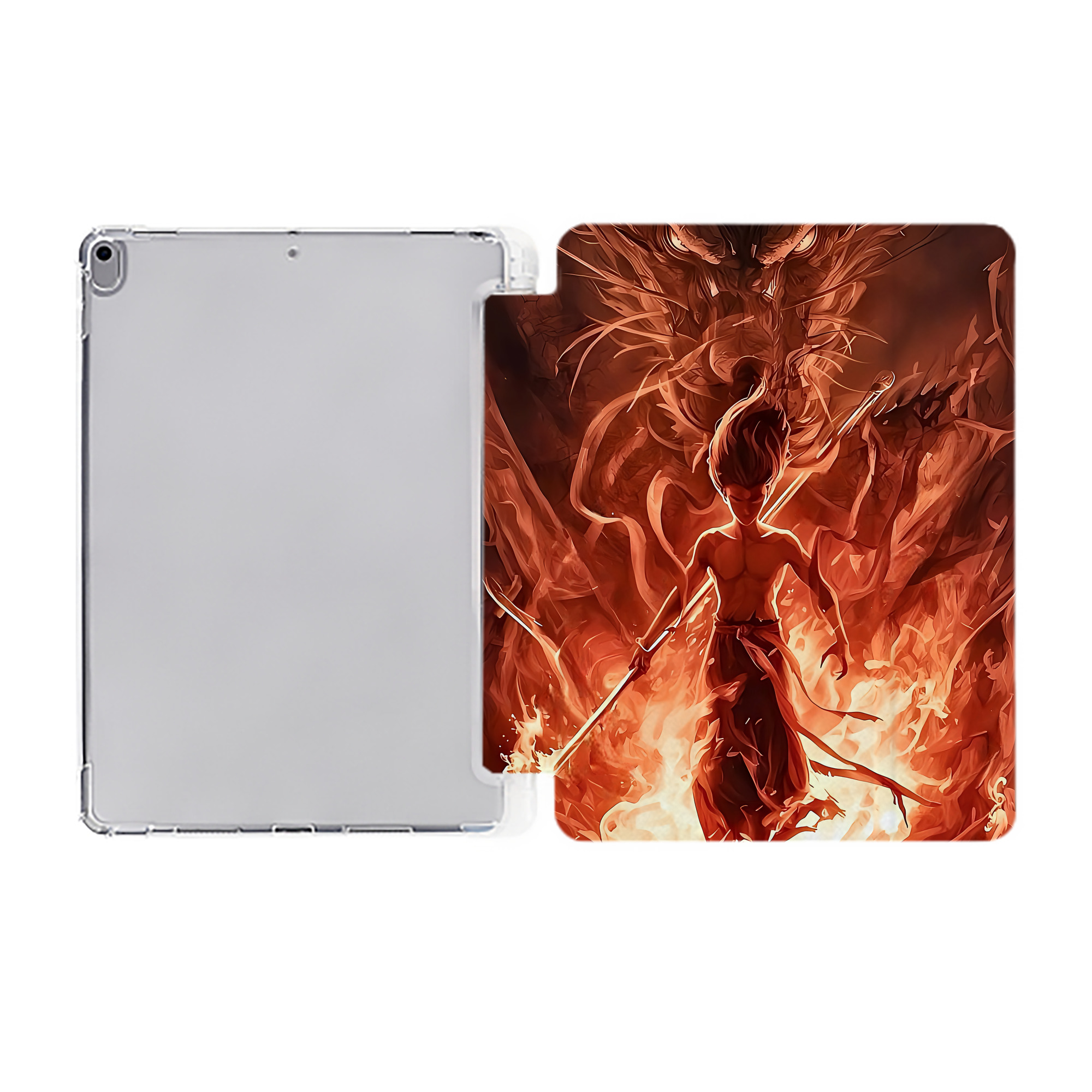 （画像用） Ne Zha 2 ナタ 魔童の大暴れ IPad ケース ペン収納付き 三つ折りスタンド PUレザー×シリコン 対応機種9.5/10.5/10.9インチ